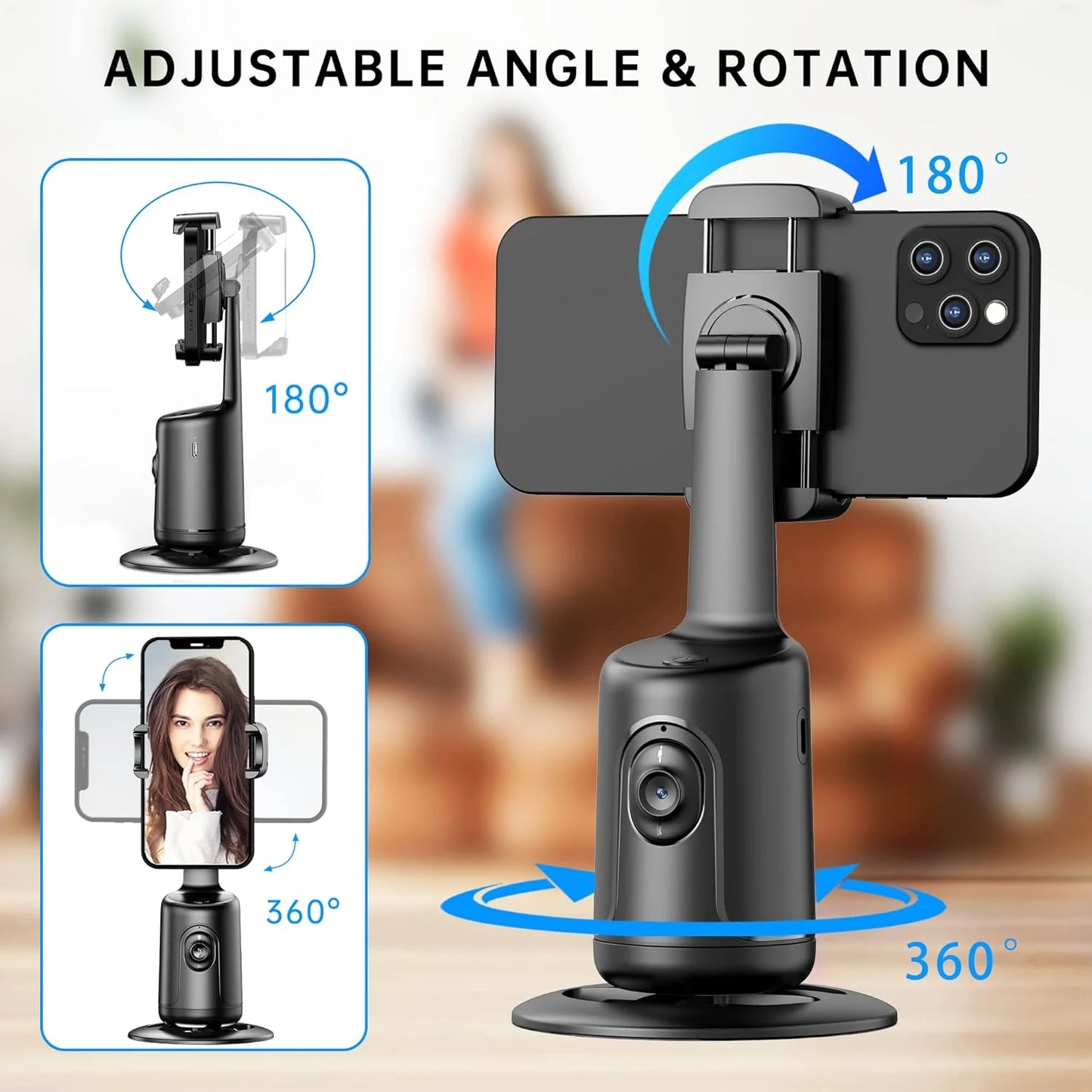 ✨ AI 360° Auto-Tracking Phone Holder Tripod – Your Personal Cameraman