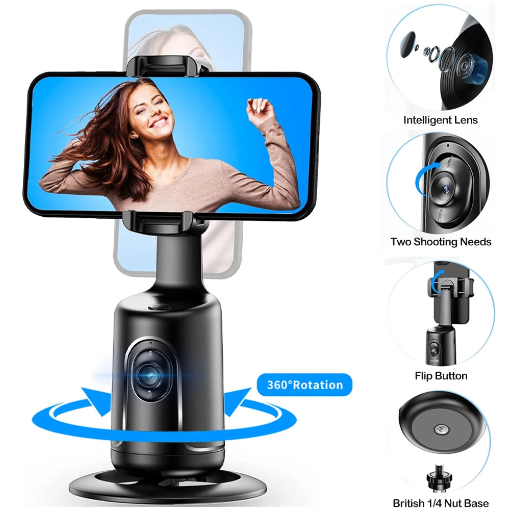 ✨ AI 360° Auto-Tracking Phone Holder Tripod – Your Personal Cameraman