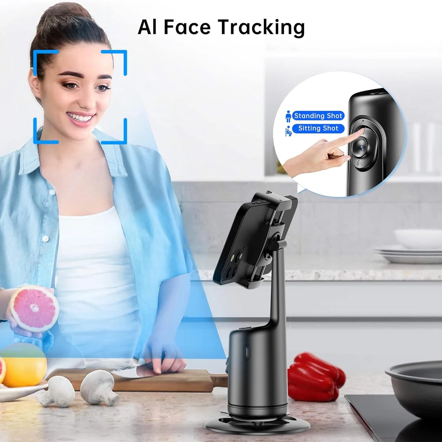 ✨ AI 360° Auto-Tracking Phone Holder Tripod – Your Personal Cameraman