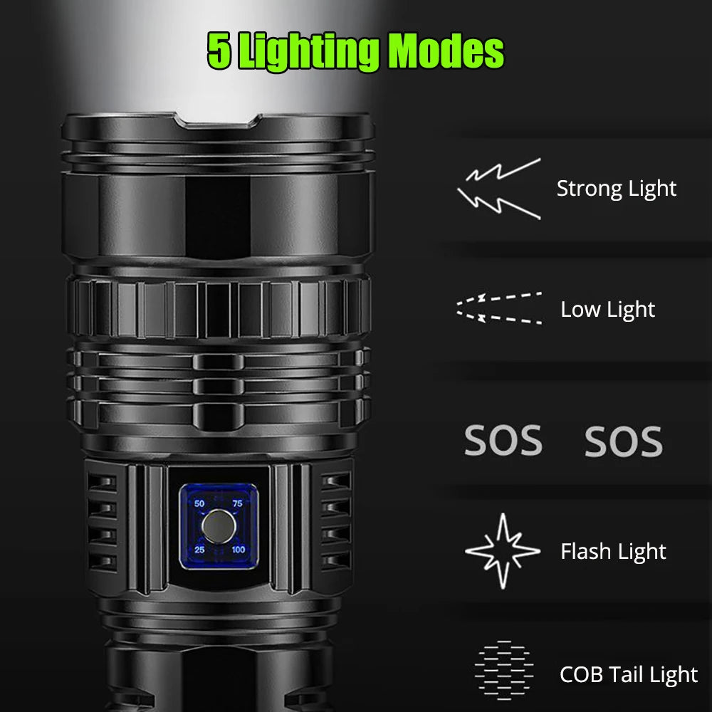 ✨ UltraBeam™ 1000W Tactical Flashlight – The Most Powerful LED Torch Ever Built